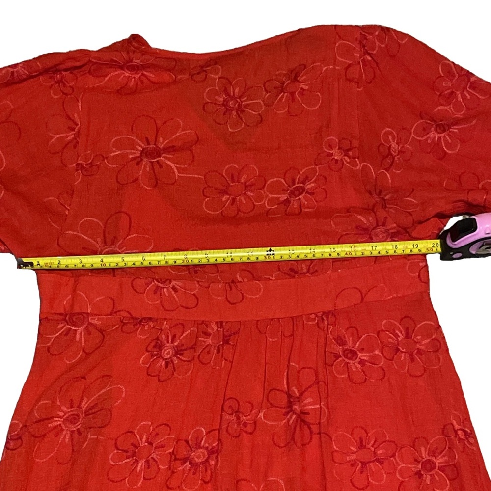 Fig & Flower Retro Embroidered Floral Red Woman’s Boho peasant blouse XL - Picture 3 of 6